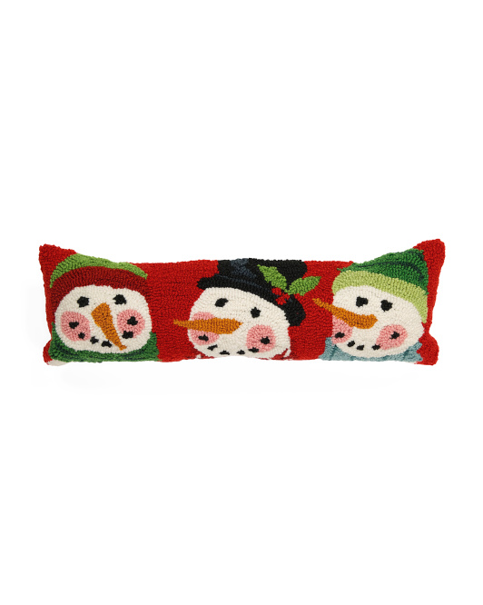 Hand Hooked Snowmen Christmas Pillow - PEKING HANDICRAFT